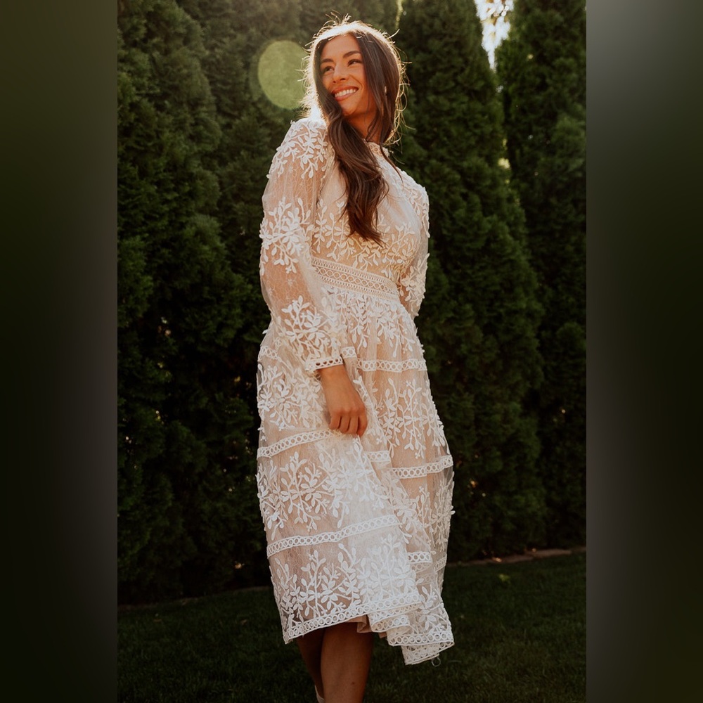 Ivy City Co Cream Floral Lace Dress XS - 0 - Picture 3 of 13